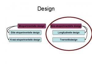 Kvasi eksperimentelt design Kvasi eksperimentelt design