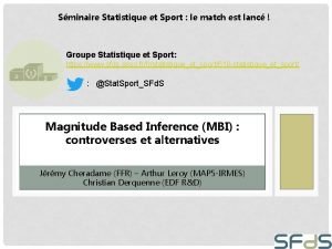 Sminaire Statistique et Sport le match est lanc