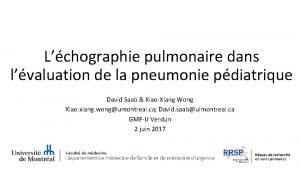 Lchographie pulmonaire dans lvaluation de la pneumonie pdiatrique
