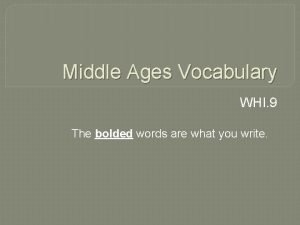 Middle age vocabulary