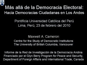 Ms all de la Democracia Electoral Hacia Democracias