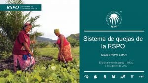 Sistema de quejas de la RSPO Equipo RSPO