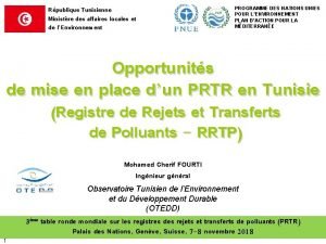 Rpublique Tunisienne Ministre des affaires locales et de