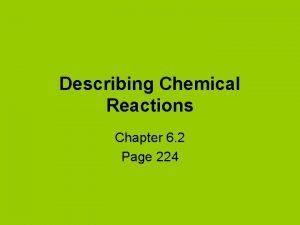 Describing chemical reactions Describing chemical reactions