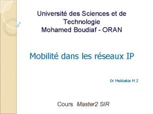 Universit des Sciences et de Technologie Mohamed Boudiaf