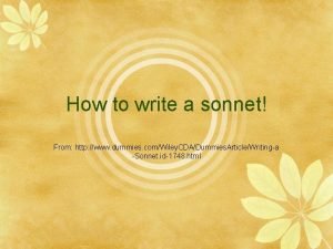 Writing a sonnet for dummies