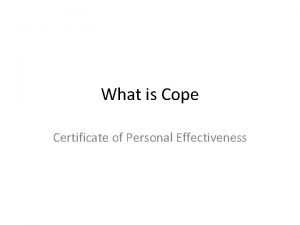 Cope certificate