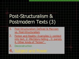 Example of post structuralism