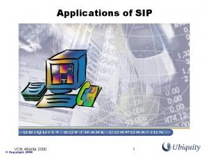 Applications of SIP VON Atlanta 2000 Copyright 2000