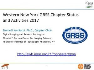 Western New York GRSS Chapter Status and Activities