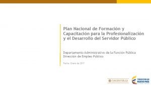 Plan Nacional de Formacin y Capacitacin para la