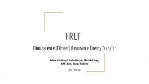 FRET Fluorescence Frster Resonance Energy Transfer Jelaina Holroyd