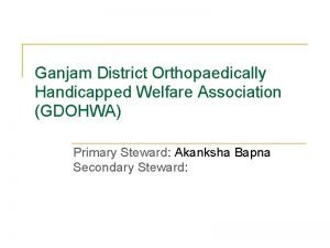 Ganjam District Orthopaedically Handicapped Welfare Association GDOHWA Primary