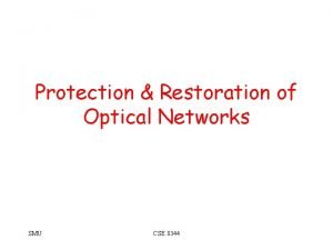 Protection Restoration of Optical Networks SMU CSE 8344