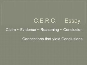Claim evidence reasoning essay