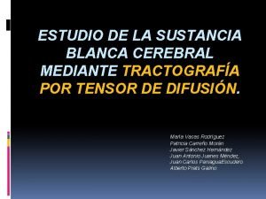 ESTUDIO DE LA SUSTANCIA BLANCA CEREBRAL MEDIANTE TRACTOGRAFA