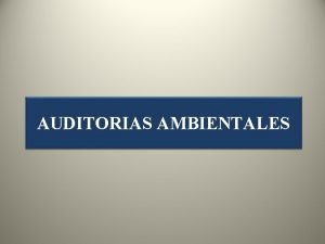 AUDITORIAS AMBIENTALES 1 TERMINOS Auditora Proceso sistemtico independiente