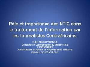 Rle et importance des NTIC dans le traitement