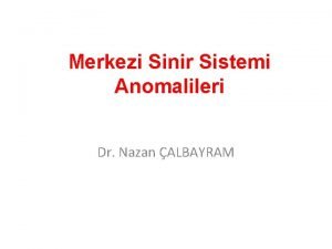 Merkezi Sinir Sistemi Anomalileri Dr Nazan ALBAYRAM MSSne