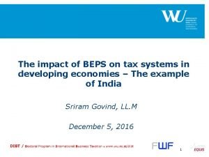 The impact of BEPS on tax systems in