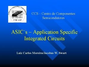 CCS Centro de Componentes Semicondutores ASICs Application Specific