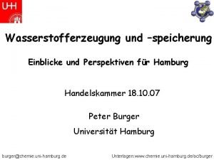 Wasserstofferzeugung und speicherung Einblicke und Perspektiven fr Hamburg