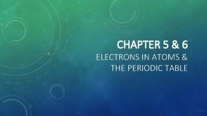 CHAPTER 5 6 ELECTRONS IN ATOMS THE PERIODIC