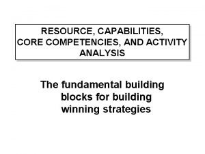 RESOURCE CAPABILITIES CORE COMPETENCIES AND ACTIVITY ANALYSIS The