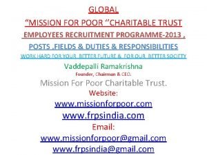 GLOBAL MISSION FOR POOR CHARITABLE TRUST EMPLOYEES RECRUITMENT