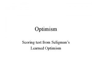 Martin seligman optimism test