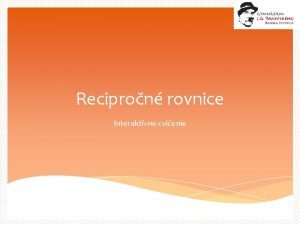 Recipročné rovnice