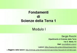 Fondamenti di Scienze della Terra 1 Modulo I