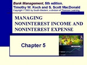 Bank Management Management 5 th edition Timothy W