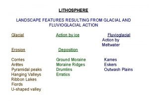 LITHOSPHERE LANDSCAPE FEATURES RESULTING FROM GLACIAL AND FLUVIOGLACIAL