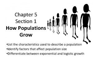 Chapter 5 Section 1 How Populations Grow List