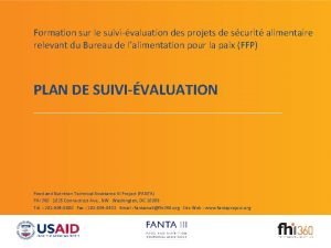 Formation sur le suivivaluation des projets de scurit