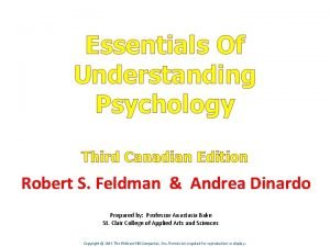 Essentials Of Understanding Psychology Third Canadian Edition Robert