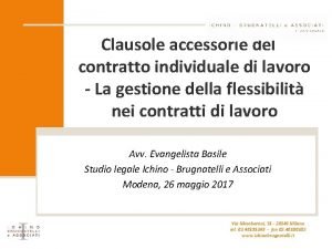 Clausole accessorie del contratto individuale di lavoro La