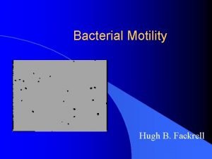 Bacterial Motility Hugh B Fackrell 2 Presentation Outline