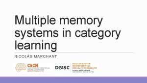 Multiple memory systems in category learning NICOLS MARCHANT