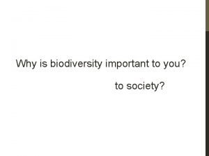 Why is biodiversity important to our society?