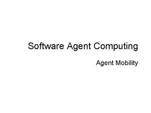 Software Agent Computing Agent Mobility Planning mobility roadmap