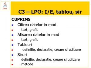 C 3 LPO IE tablou sir CUPRINS n