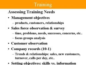 Product training objectives