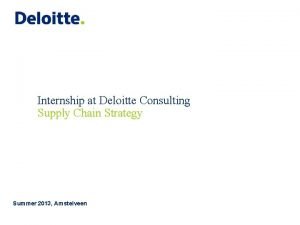 Deloitte supply chain risk management Deloitte supply chain risk management