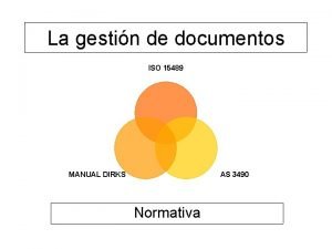 La gestin de documentos ISO 15489 MANUAL DIRKS