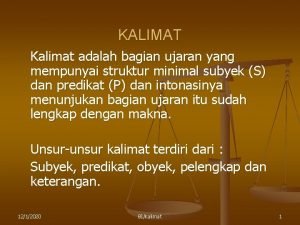 KALIMAT Kalimat adalah bagian ujaran yang mempunyai struktur