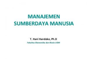 MANAJEMEN SUMBERDAYA MANUSIA T Hani Handoko Ph D