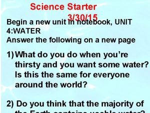 Science Starter 33015 Begin a new unit in