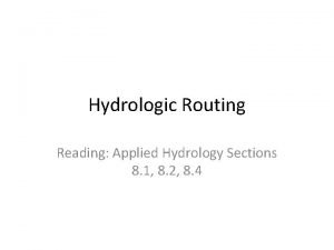 Applied hydrology Applied hydrology